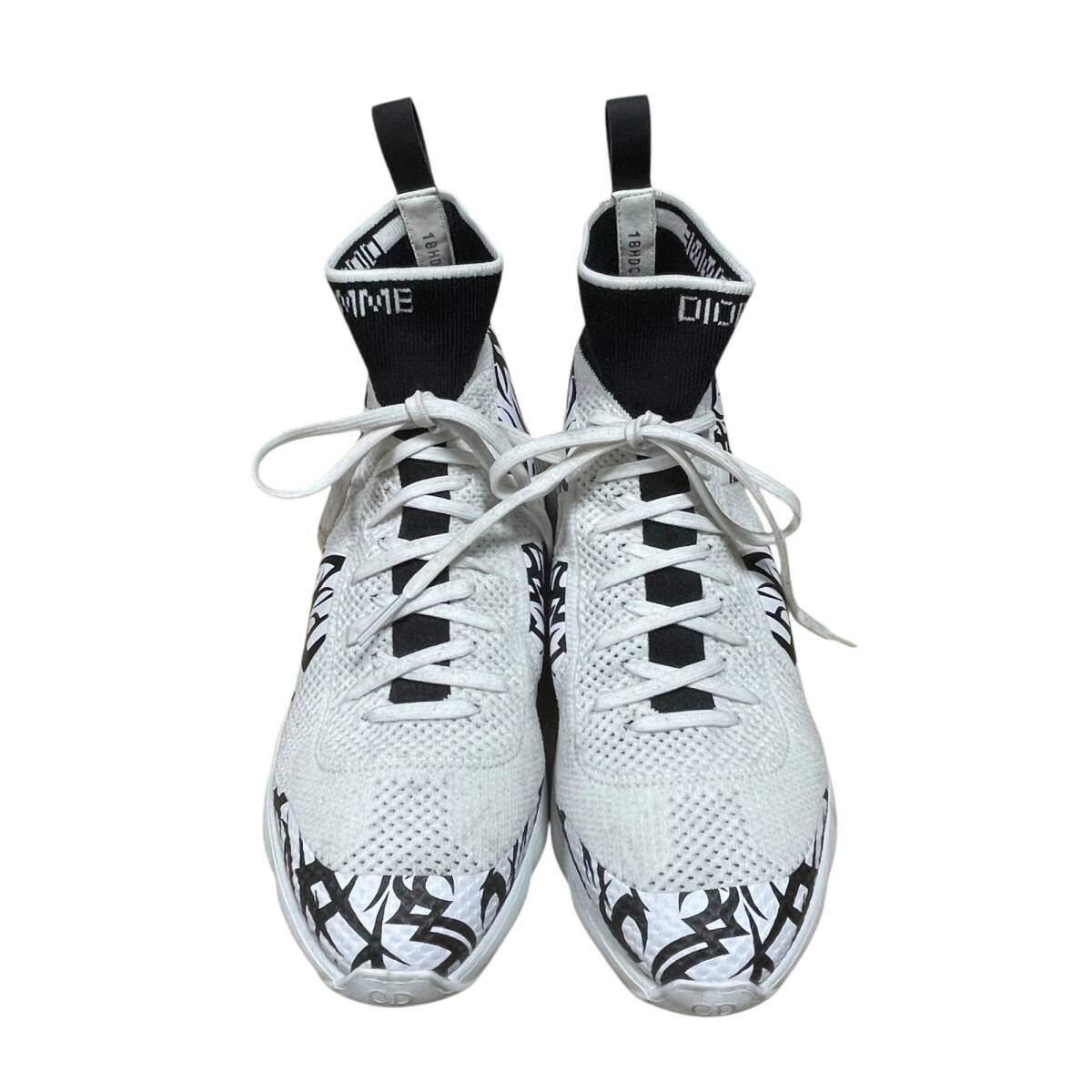 ◆中古品◆DIOR HOMME ディオールオム クリスヴァンアッシュ B21 トライバル ソックス スニーカー サイズ38 ホワイト系 X85693NH