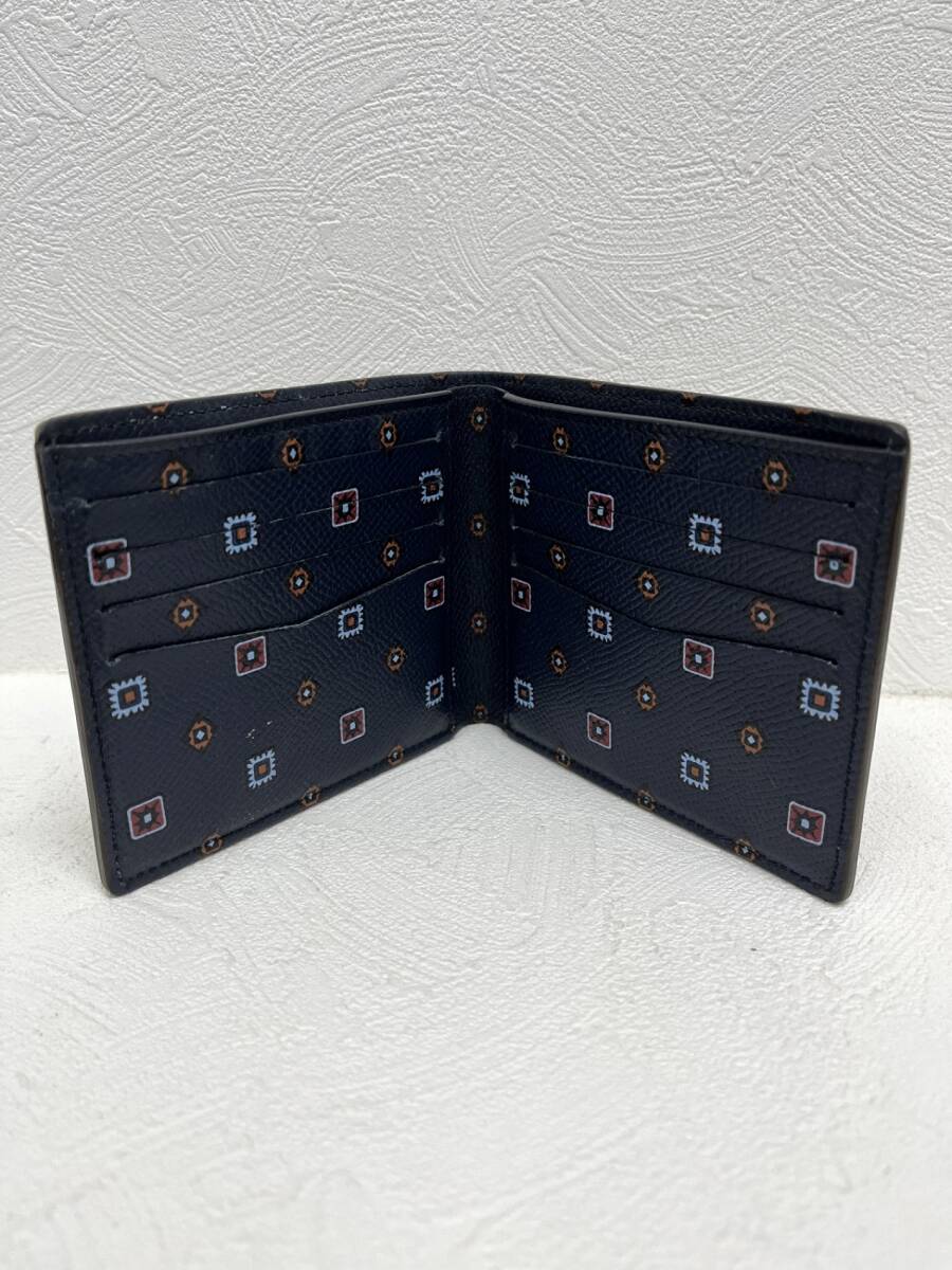 【中古品】dunhill ダンヒル 二つ折り 財(cái)布 ダークブラウン 茶 ネイビー 柄 メンズ STG1926