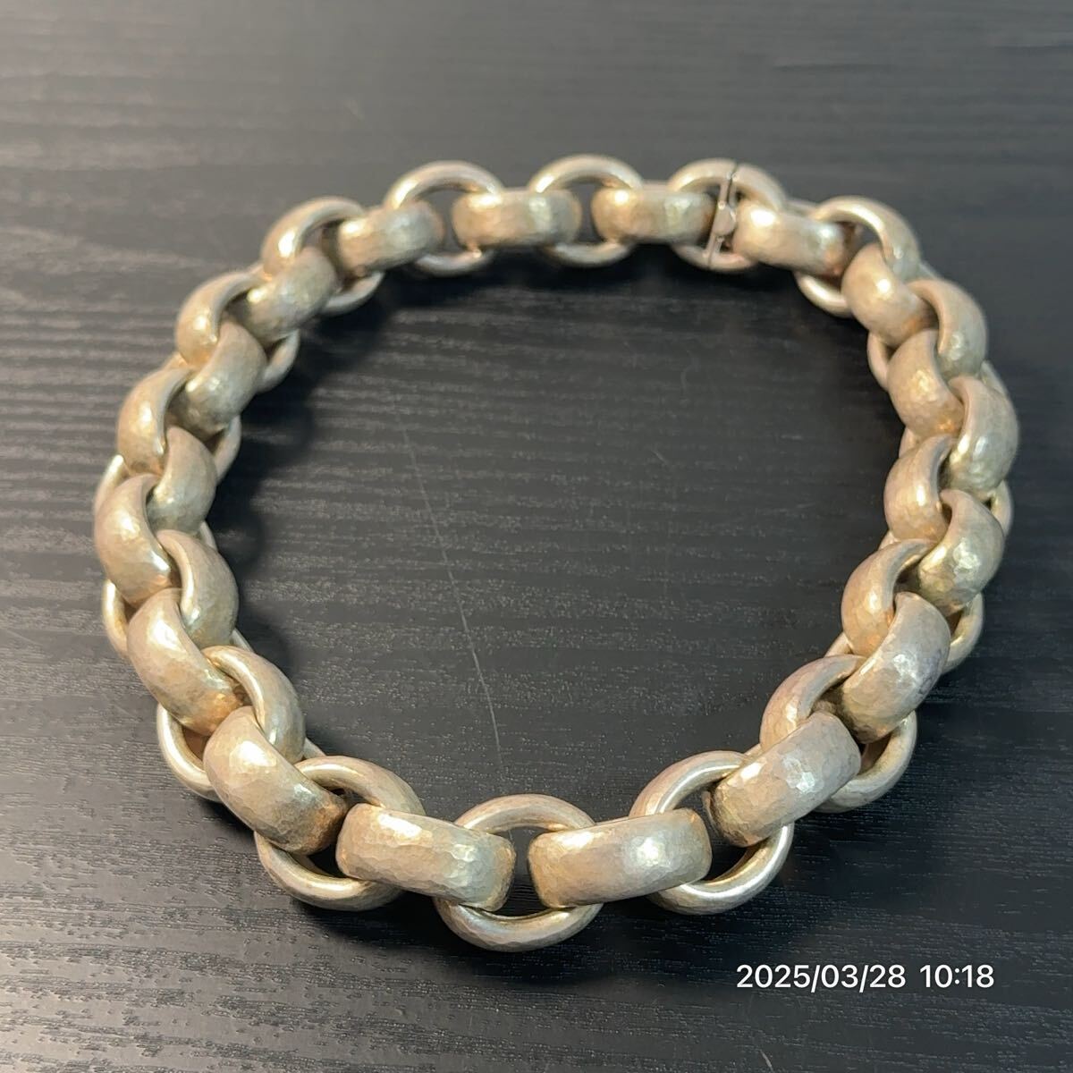 超希少 80s TIFFANY & Co. ティファニー SV925×K18WG 留め具18金 極太 タタキ ロープチェーン ネックレス アクセサリー　約150g