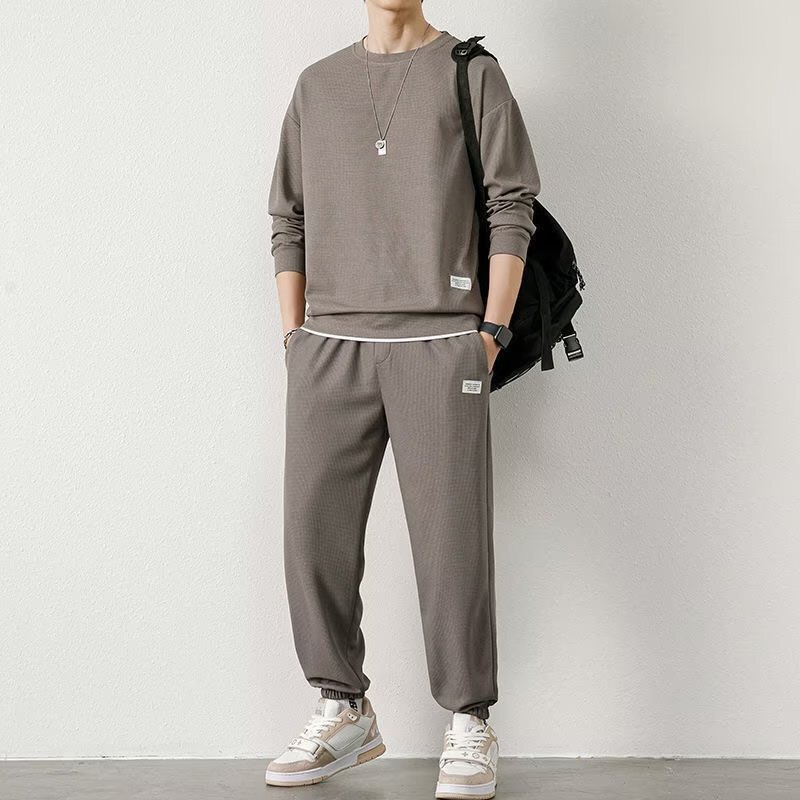 メンズ セットアップ 長袖 ロングパンツ スウェットパンツ ウエストゴム ボトムス カジュアル おしゃれ かっこいい ブラウン 3XL