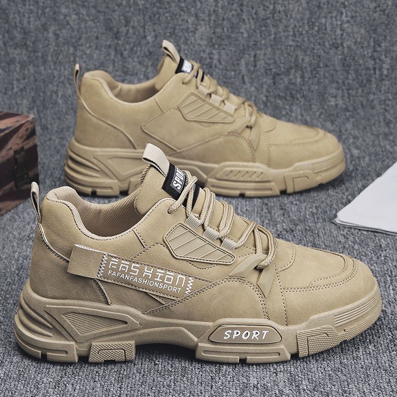 メンズ トレッキングシューズ スニーカー 登山靴 ワークシューズ メンズ ランニングシューズ ローカット ウォーキン カーキ 26.5cm