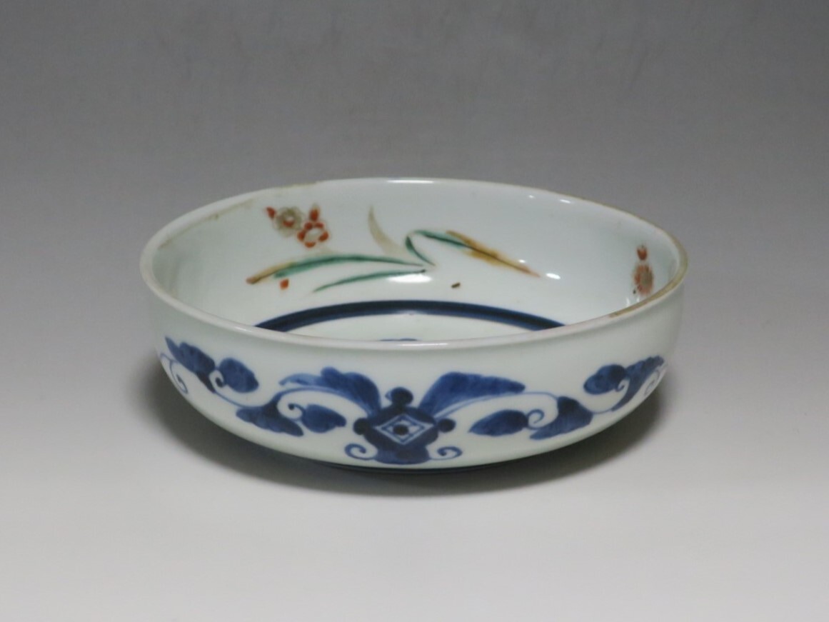 伊万里焼 染付色絵 花文 菊 水仙 柘榴 なます皿 和食器 江戸時代 伊万里焼 染付色絵 花文 菊 水仙 柘榴 なます皿 和食器 江戸時代