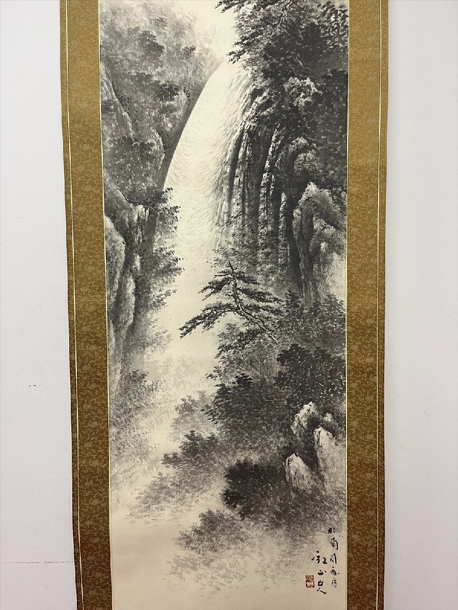 千寿】三重 日本画家 西村観山 瀑泉 絹本 a388◇箱 茶道具 古 千寿】三重 日本画家 西村観山 瀑泉 絹本 a388◇箱 茶道具 古