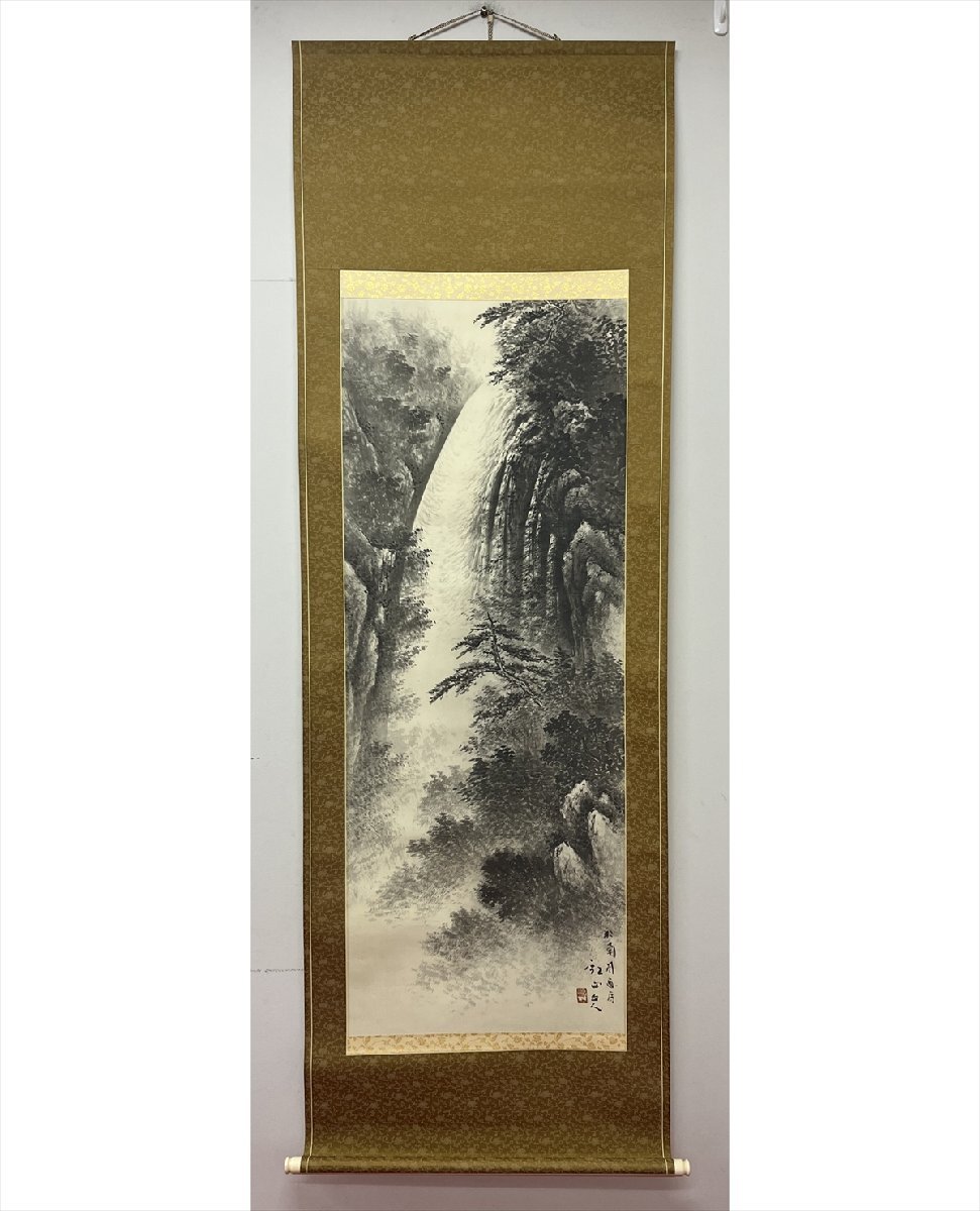 千寿】三重 日本画家 西村観山 瀑泉 絹本 a388◇箱 茶道具 古 千寿】三重 日本画家 西村観山 瀑泉 絹本 a388◇箱 茶道具 古