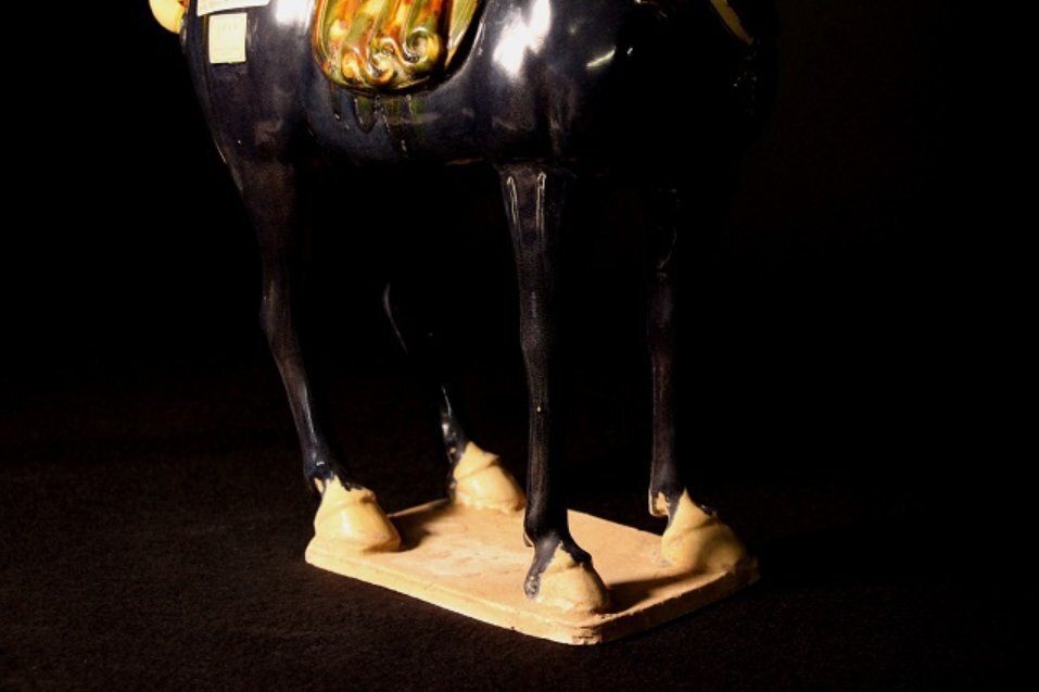 唐時代 唐三彩馬 高さ約51.5cm (検)三彩釉 置物 唐物 中国美術 唐時代 唐三彩馬 高さ約51.5cm (検)三彩釉 置物 唐物 中国美術