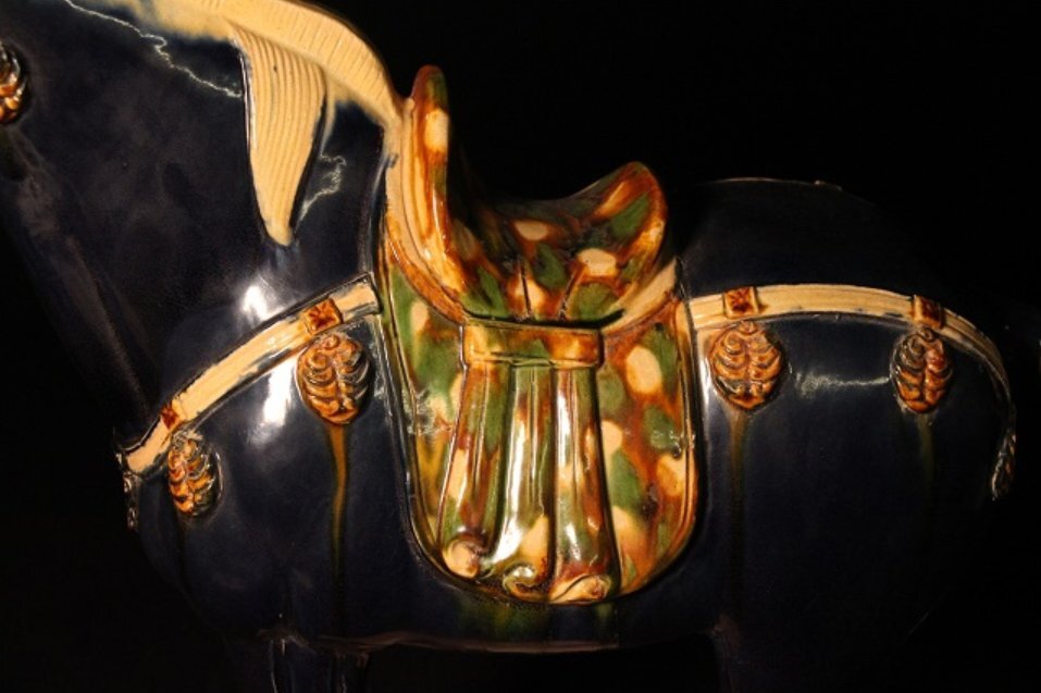 唐時代 唐三彩馬 高さ約51.5cm (検)三彩釉 置物 唐物 中国美術 唐時代 唐三彩馬 高さ約51.5cm (検)三彩釉 置物 唐物 中国美術
