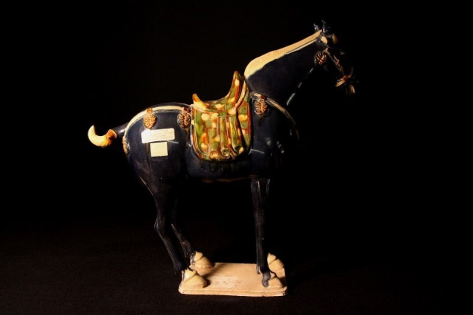 唐時代 唐三彩馬 高さ約51.5cm (検)三彩釉 置物 唐物 中国美術 唐時代 唐三彩馬 高さ約51.5cm (検)三彩釉 置物 唐物 中国美術