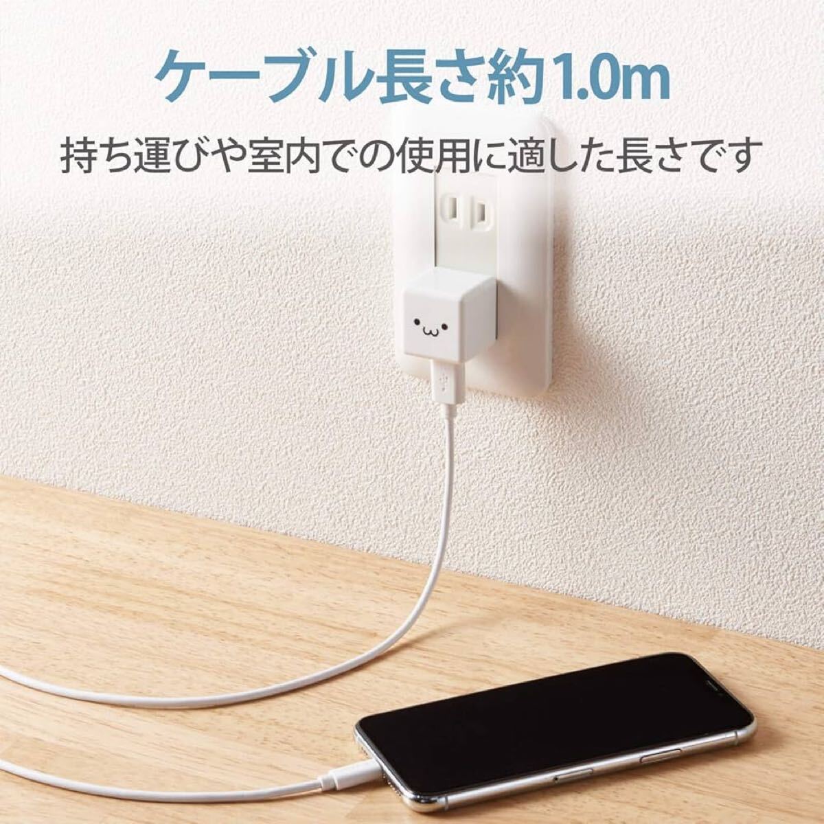 e-569 Elecom USB розетка зарядное устройство 5W A порт ×1 Lightning кабель (A-L) 1.0m [ iPhone (iPhone13 серии соответствует ) соответствует ]