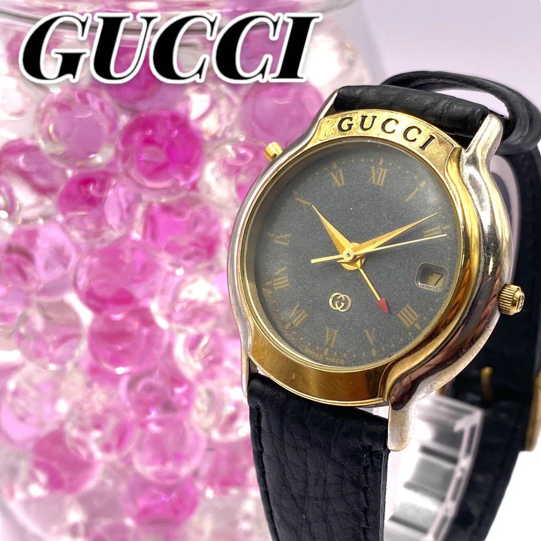 美品 GUCCI グッチ 腕時計 クォーツ デイト GMT ゴールド 稼働品