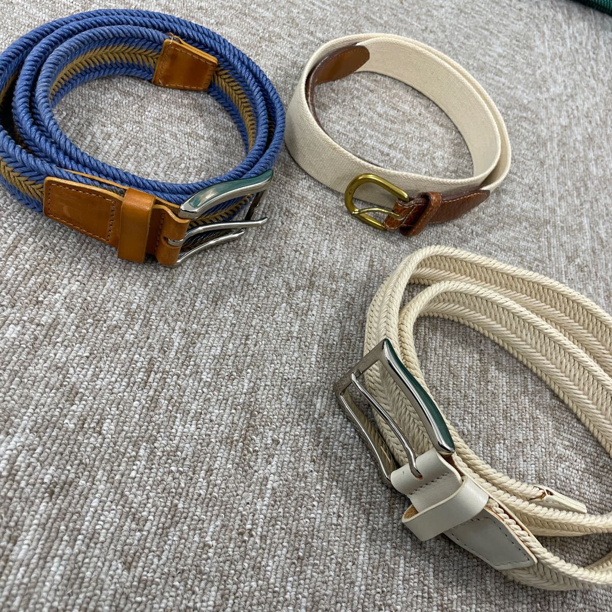 【145】SOLID BRASS ソリッドブラス　ベルト　イタリア製　3本セット　白ベルト　レザー　布_画像1