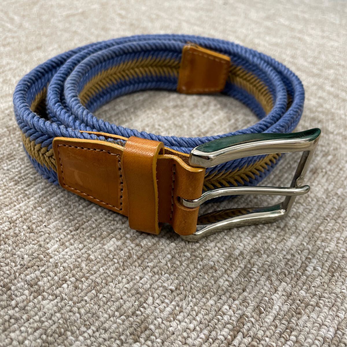 【145】SOLID BRASS ソリッドブラス　ベルト　イタリア製　3本セット　白ベルト　レザー　布_画像2