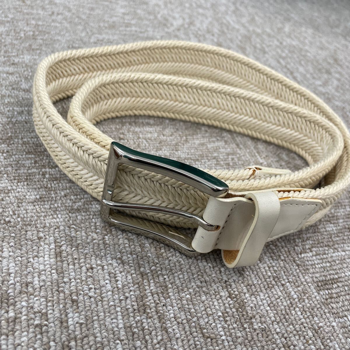 【145】SOLID BRASS ソリッドブラス　ベルト　イタリア製　3本セット　白ベルト　レザー　布_画像4