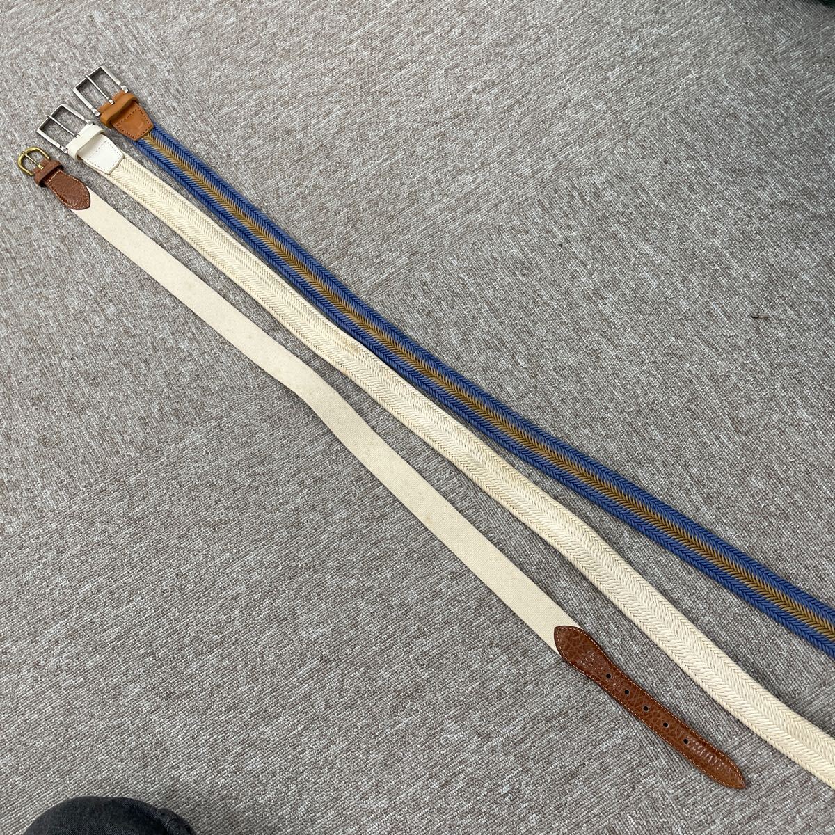 【145】SOLID BRASS ソリッドブラス　ベルト　イタリア製　3本セット　白ベルト　レザー　布_画像6