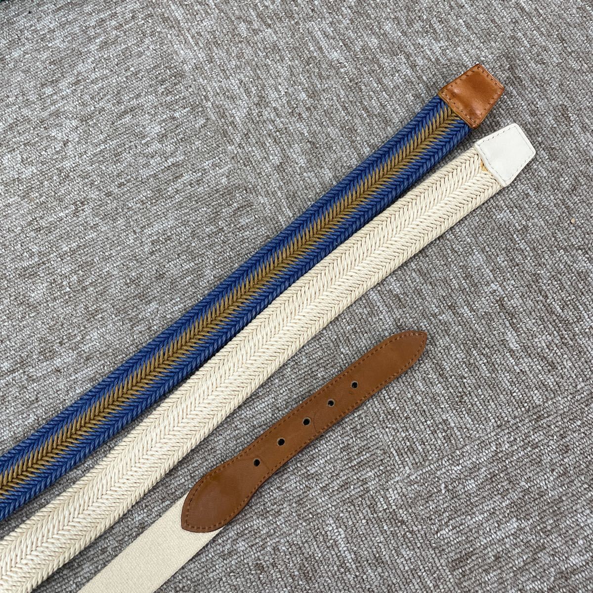 【145】SOLID BRASS ソリッドブラス　ベルト　イタリア製　3本セット　白ベルト　レザー　布_画像8