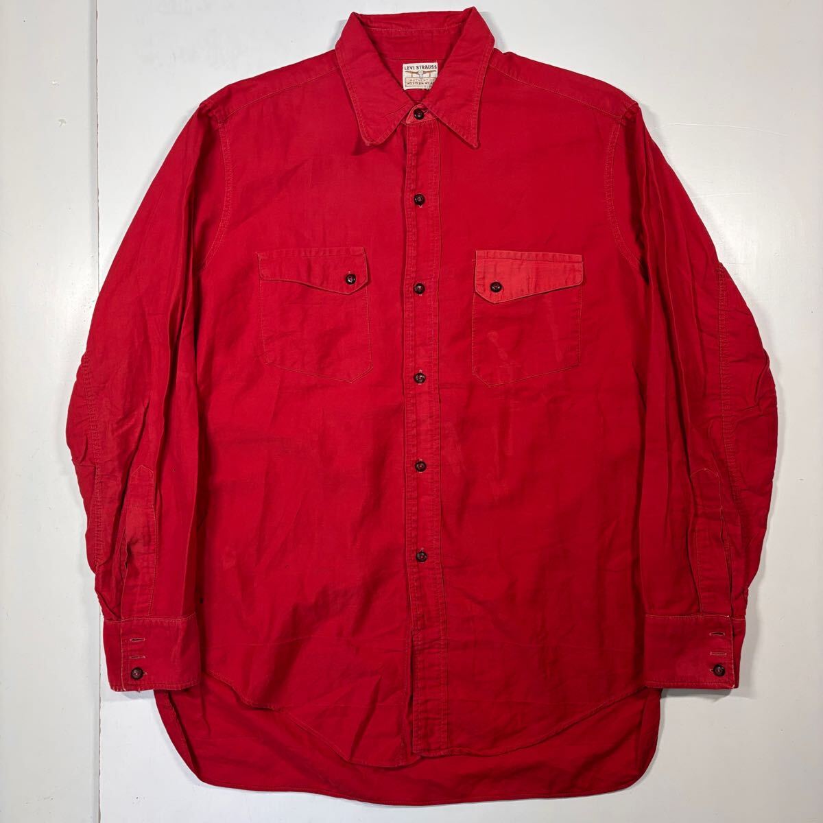 40s Vintage Levi's Longhorn Western Shirt Fade Red 40年代 リーバイス ウェスタン 長袖 シャツ フェード レッド ロングホーン T1060