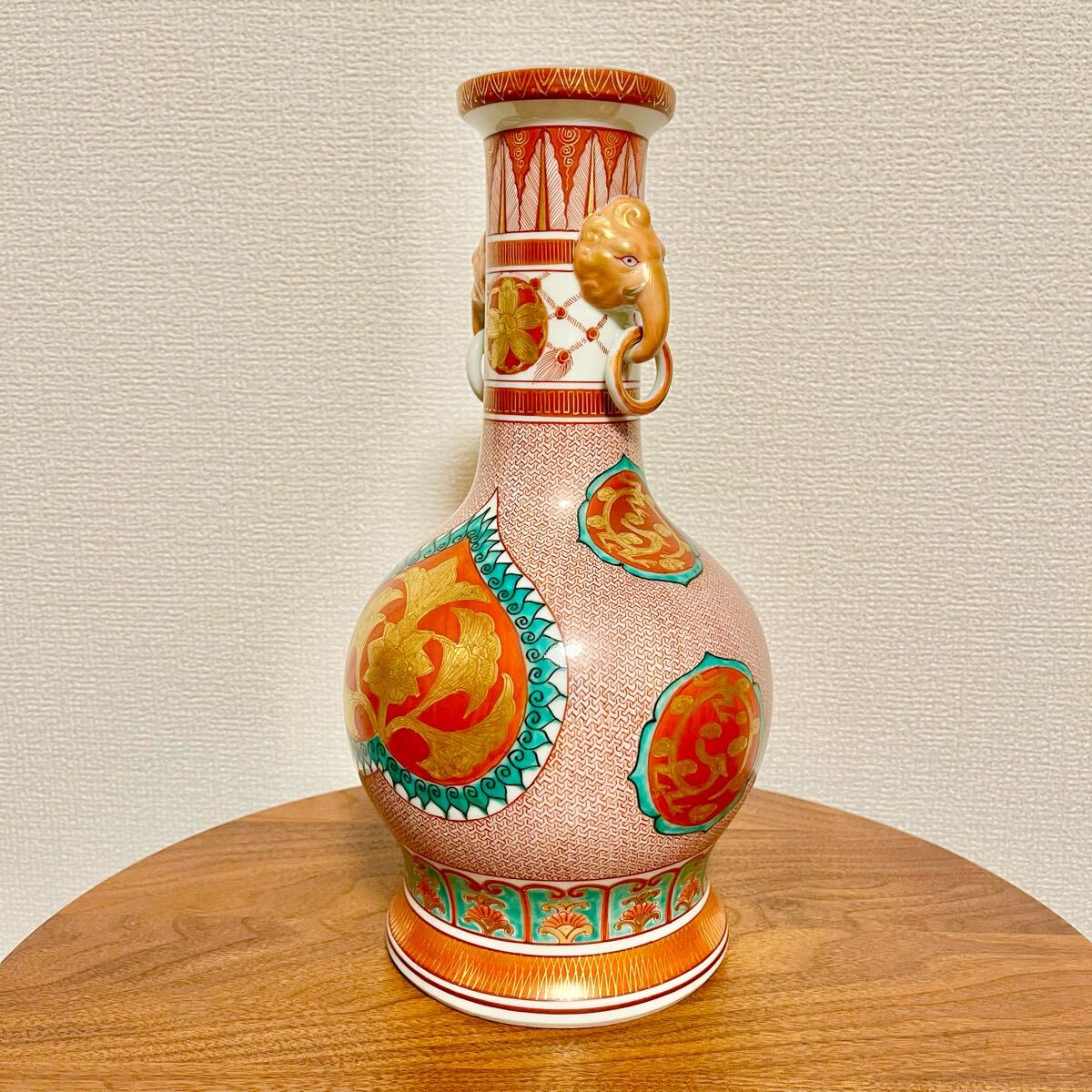 九谷焼 花瓶 陶器 角福 赤絵 金襴手 壺 アンティーク(花器、壷 九谷焼 花瓶 陶器 角福 赤絵 金襴手 壺 アンティーク(花器、壷
