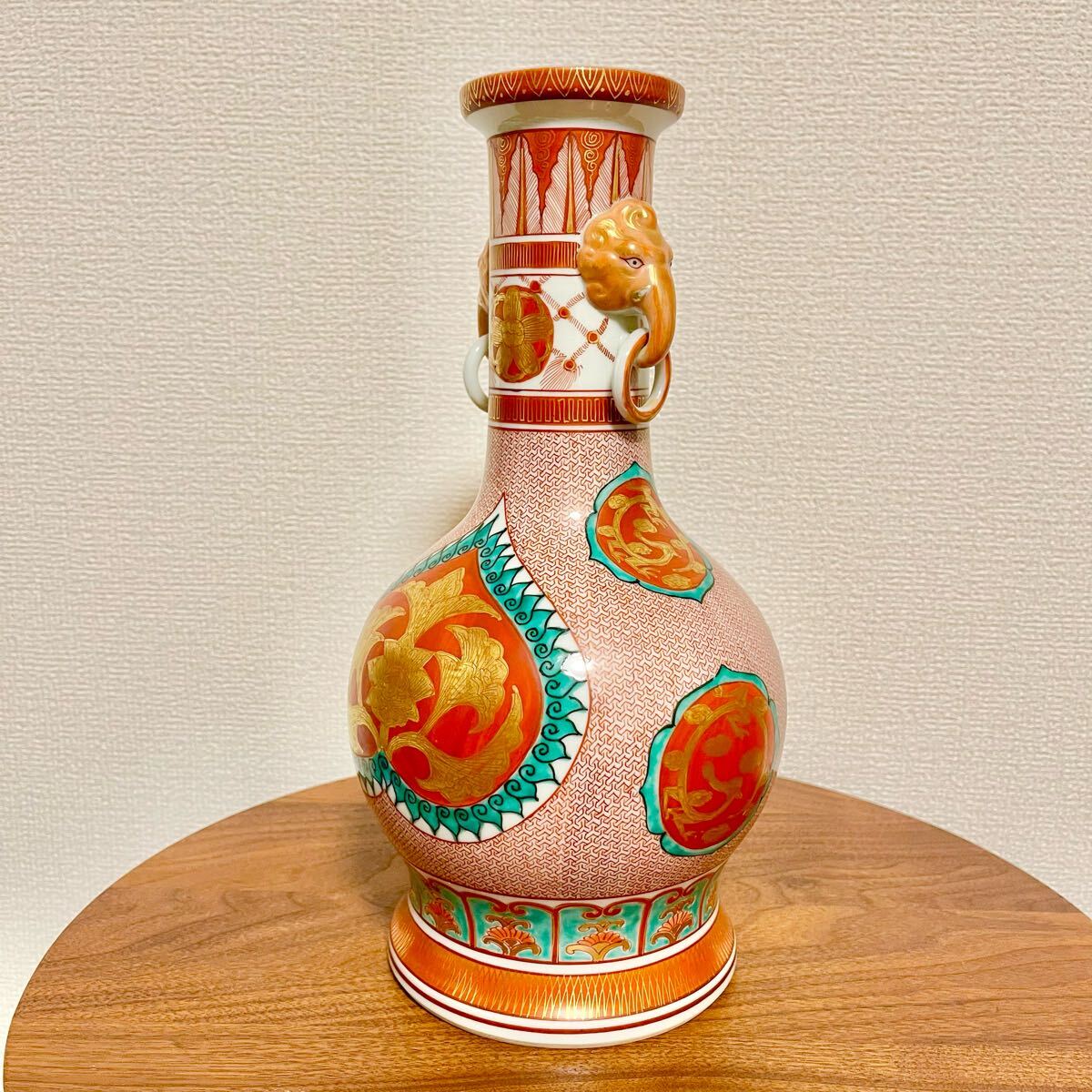 九谷焼 花瓶 陶器 角福 赤絵 金襴手 壺 アンティーク(花器、壷 九谷焼 花瓶 陶器 角福 赤絵 金襴手 壺 アンティーク(花器、壷