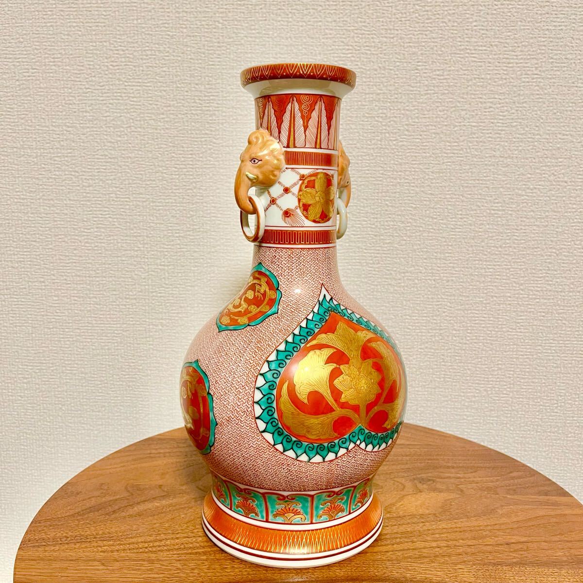 九谷焼 花瓶 陶器 角福 赤絵 金襴手 壺 アンティーク(花器、壷 九谷焼 花瓶 陶器 角福 赤絵 金襴手 壺 アンティーク(花器、壷