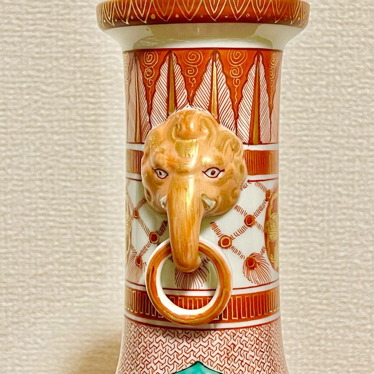 九谷焼 花瓶 陶器 角福 赤絵 金襴手 壺 アンティーク(花器、壷 九谷焼 花瓶 陶器 角福 赤絵 金襴手 壺 アンティーク(花器、壷