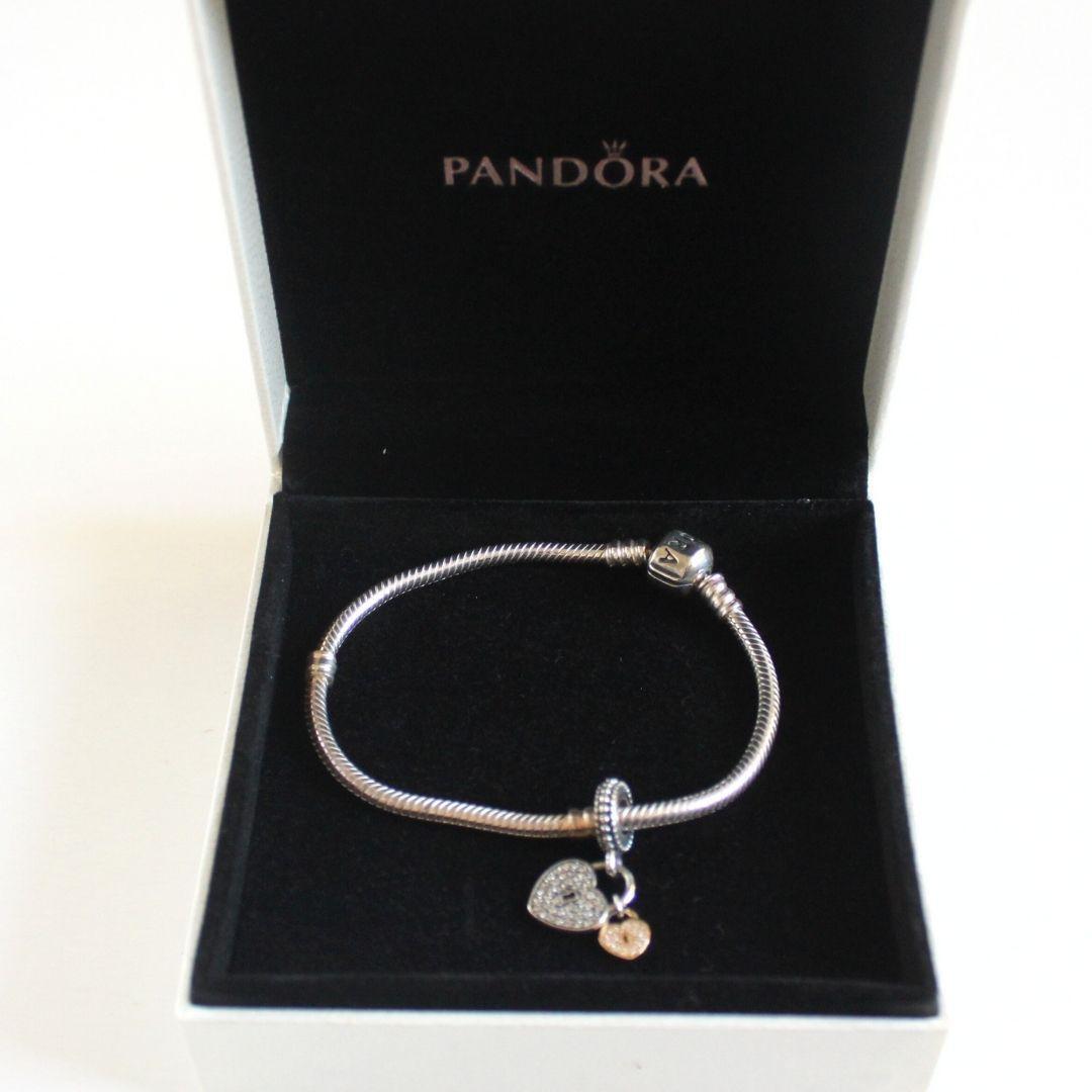PANDORA パンドラ シルバーブレスレット ハートチャーム付き