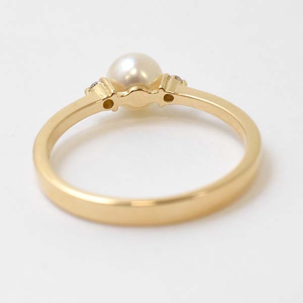 タサキ アコヤパール 5.2mm ダイヤモンド 18金イエローゴールド K18YG リング 11號 TASAKI