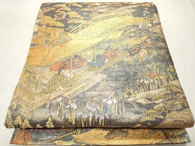 平和屋着物□両面 全通全景袋帯 四季倭絵銭形屏風 金糸 正絹 平和屋着物□両面 全通全景袋帯 四季倭絵銭形屏風 金糸 正絹