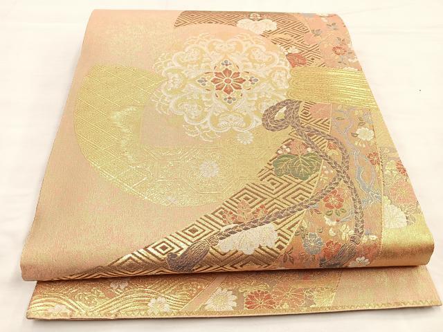 平和屋着物□佐賀錦 六通柄袋帯 正倉院束ね熨斗花文 金糸 引箔 平和屋着物□佐賀錦 六通柄袋帯 正倉院束ね熨斗花文 金糸 引箔