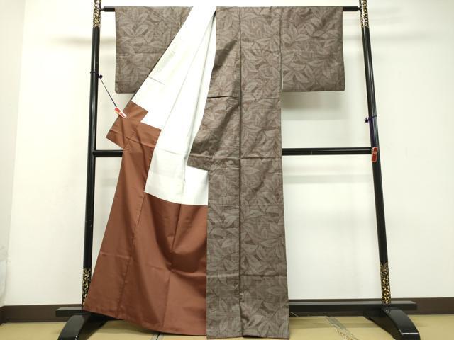  flat мир магазин кимоно * подлинный Ooshima эпонж 9 maru ki ветка лист документ натуральный шелк замечательная вещь DAAP2538ud