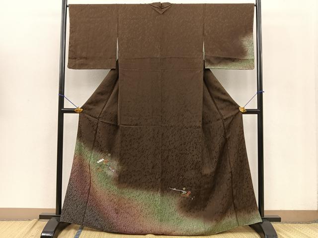 平和屋着物□訪問着 総スワトウ刺繍 ふくれ織 流水花筏 暈し染め 平和屋着物□訪問着 総スワトウ刺繍 ふくれ織 流水花筏 暈し染め