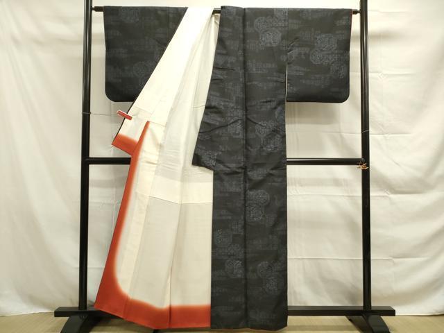 平和屋着物□本場真綿絢結城紬 草木染 泥染絣 花車文 証紙付き 平和屋着物□本場真綿絢結城紬 草木染 泥染絣 花車文 証紙付き