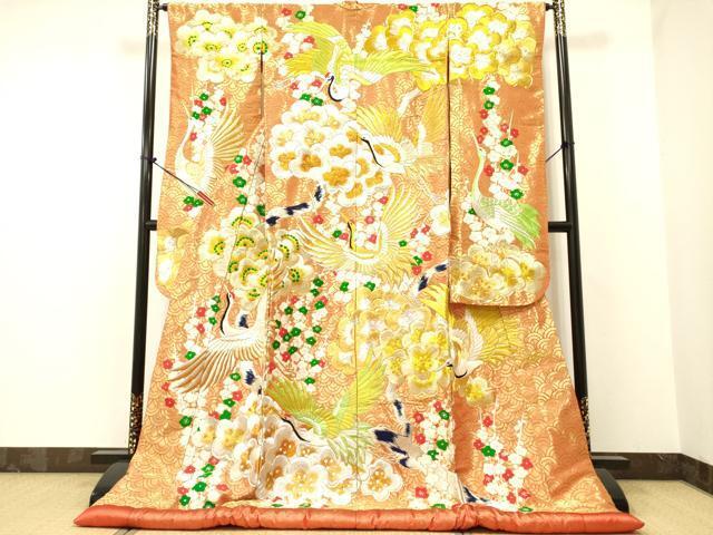 豪華刺繍 色打掛 正絹 花嫁衣装 婚礼 着物 結婚式 枝梅御所車文