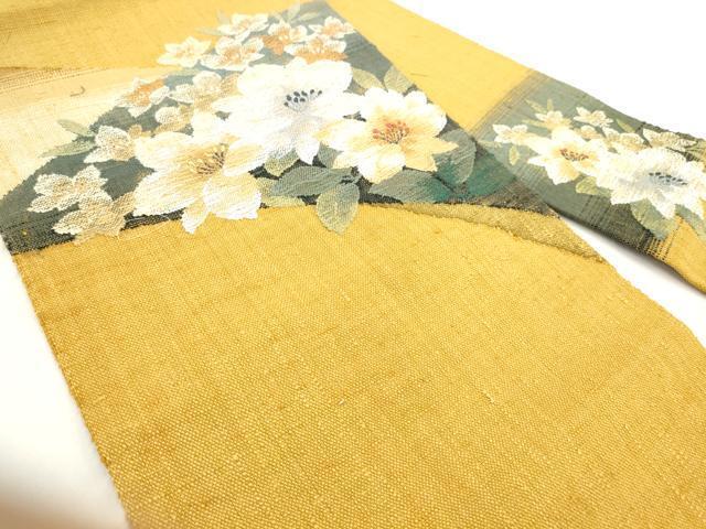 平和屋着物◎八寸名古屋帯 螺鈿 草花文 正絹 逸品 AAAR8198hg