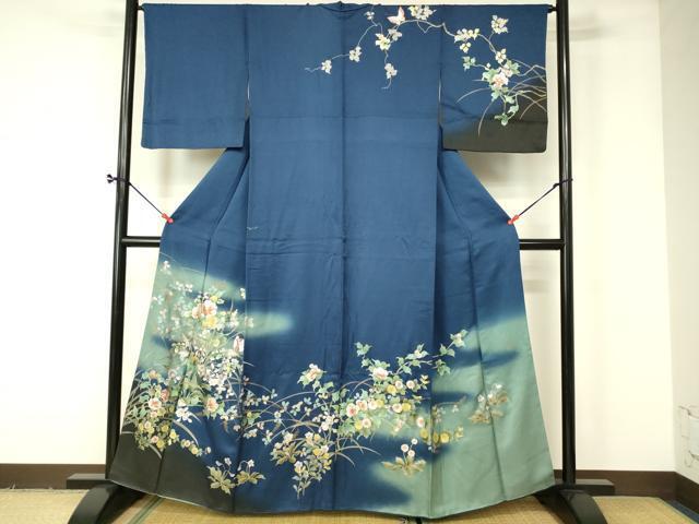 平和屋着物■訪問着　花蝶文　暈し染め　金銀彩　正絹　逸品　CAAV8205xe