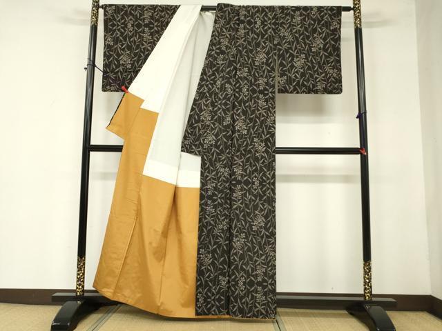  flat мир магазин кимоно # подлинный Ooshima эпонж 7 maru ki. цветок документ натуральный шелк замечательная вещь DAAP9153ma