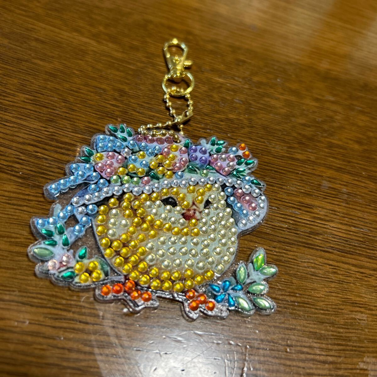 ダイヤモンドアート完成品キーホルダー／うさぎとアヒル_画像6