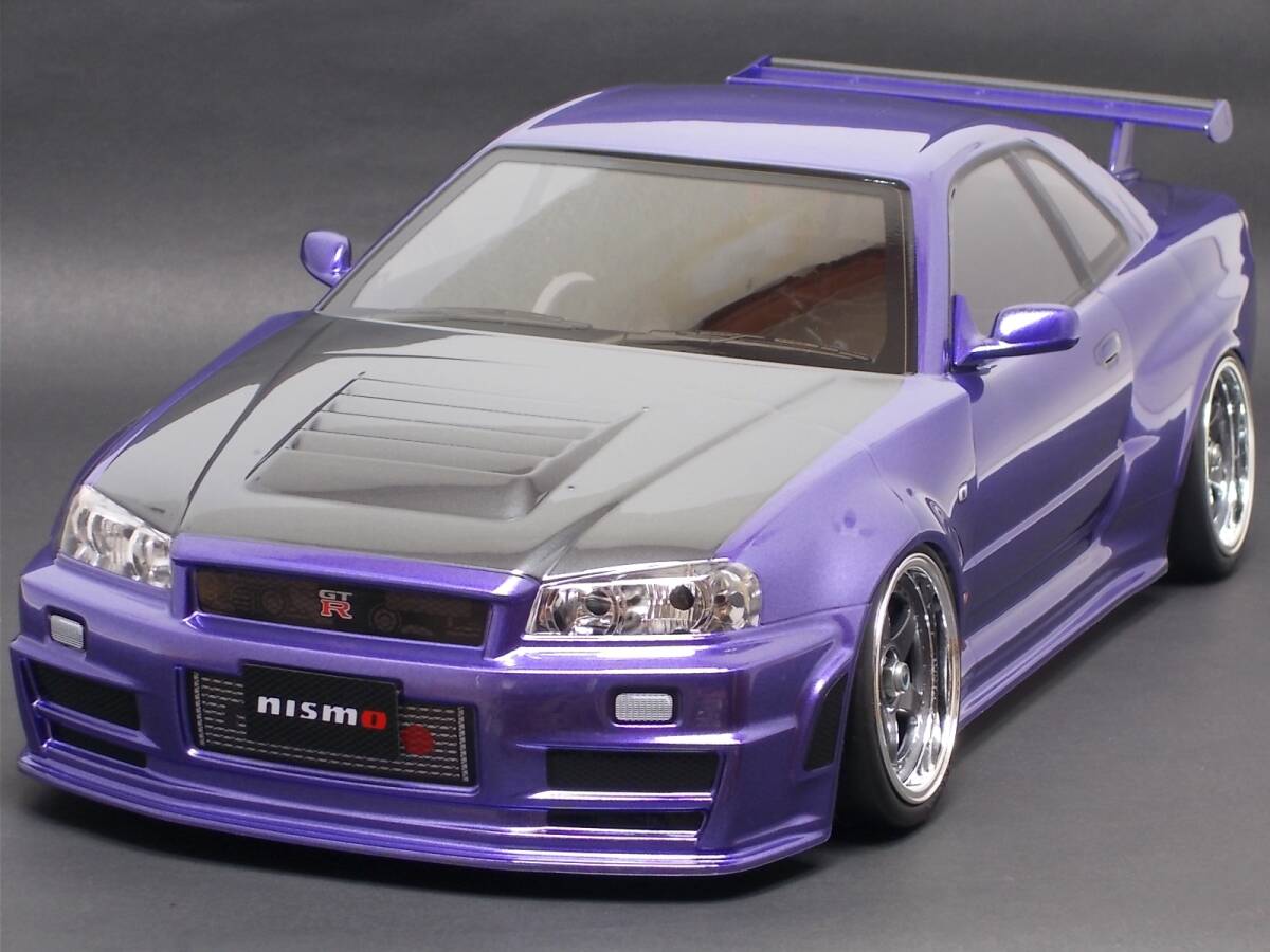 タミヤ R34 GT-R 塗装済完成ボディ メタリックパープル/ガンメタル タミヤ R34 GT-R Z-tune 塗装済完成ボディ メタリックパープル