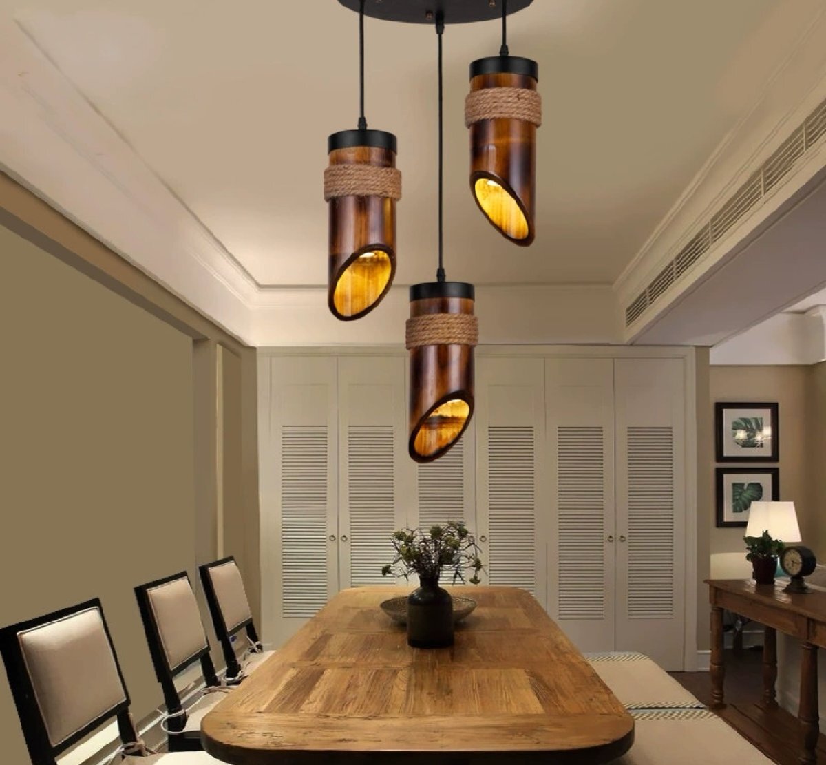  loft стиль лен трос бамбук камера Droplight LED подвесной светильник обеденный подвесной светильник 110V - 220V для японский стиль 1 лампа 