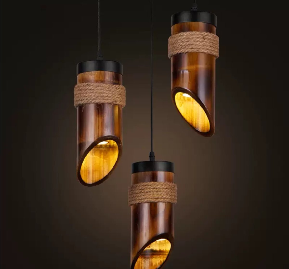  loft стиль лен трос бамбук камера Droplight LED подвесной светильник обеденный подвесной светильник 110V - 220V для японский стиль 1 лампа 