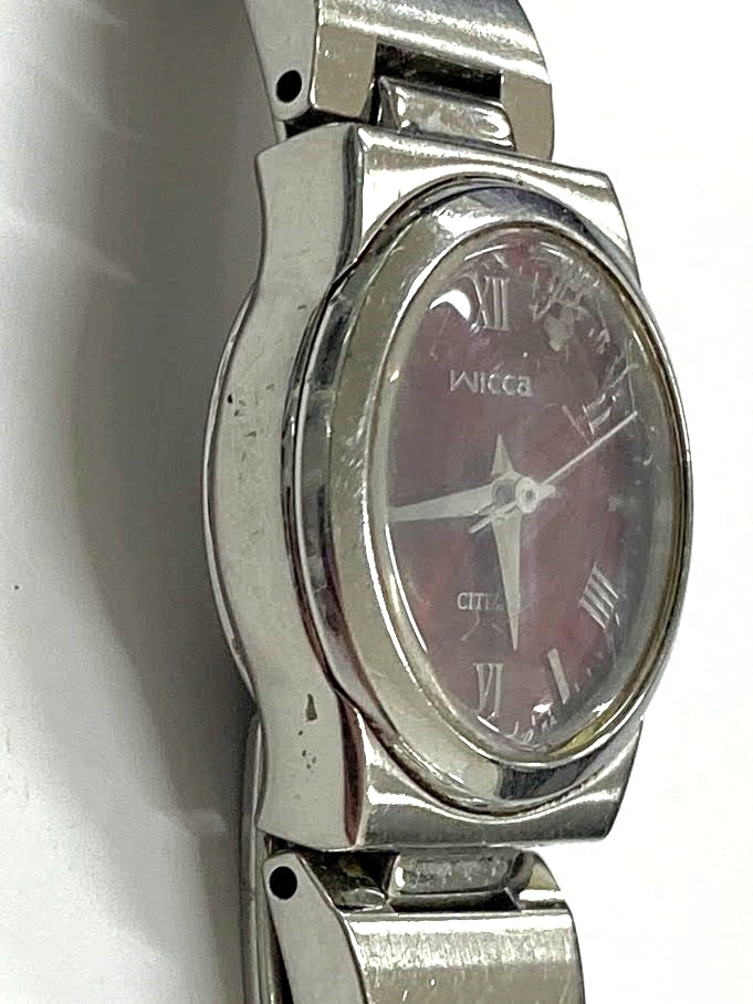 【即決】 CITIZEN wicca レディース 腕時計 5930-L20735 ボルドー 文字盤 SS クォーツ QZ ウォッチ シチズン ウィッカ 動作未確認 ジャンク