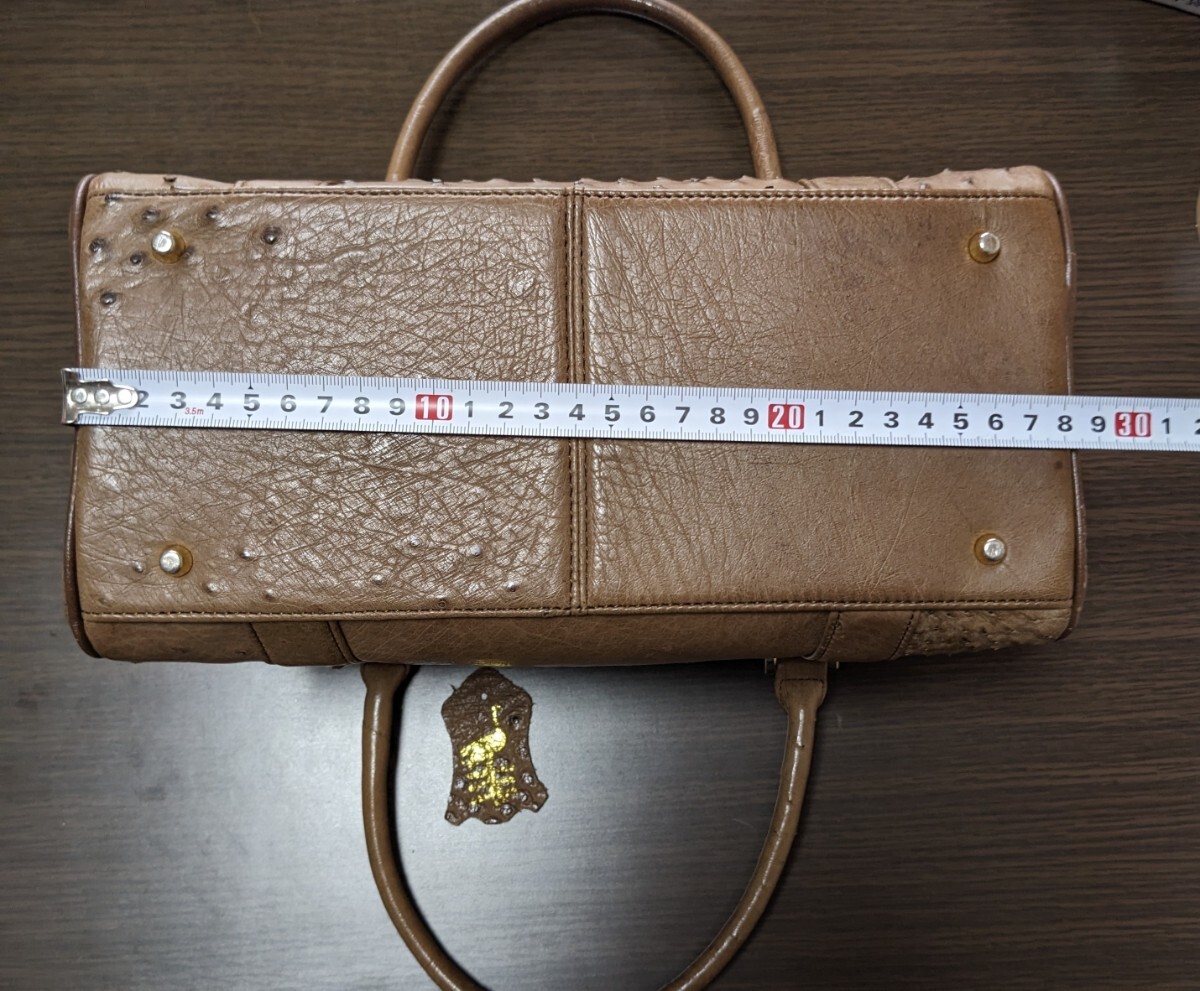 [ прекрасный товар ] Ostrich кожа сумка "Boston bag" Brown 