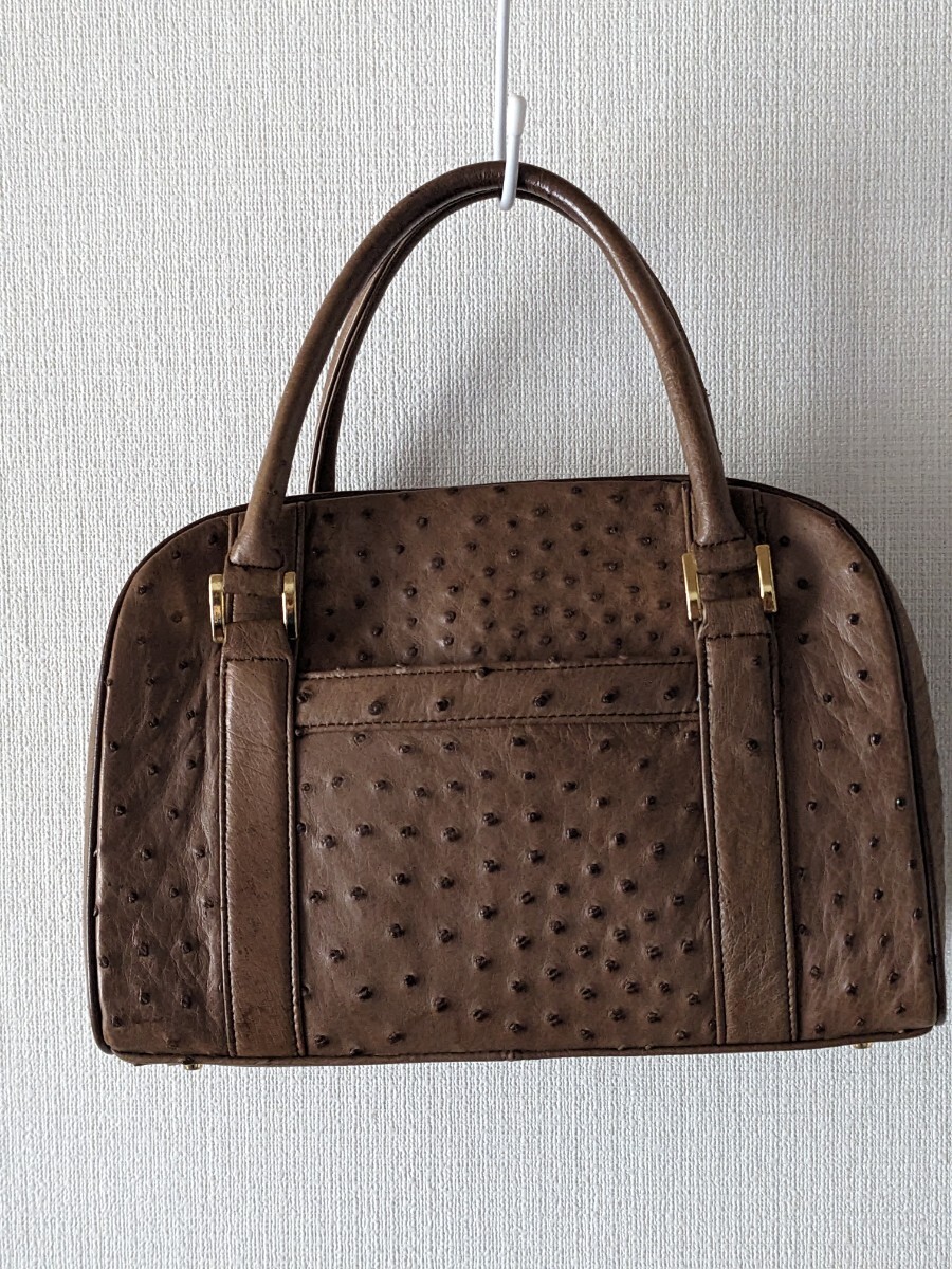 [ прекрасный товар ] Ostrich кожа сумка "Boston bag" Brown 