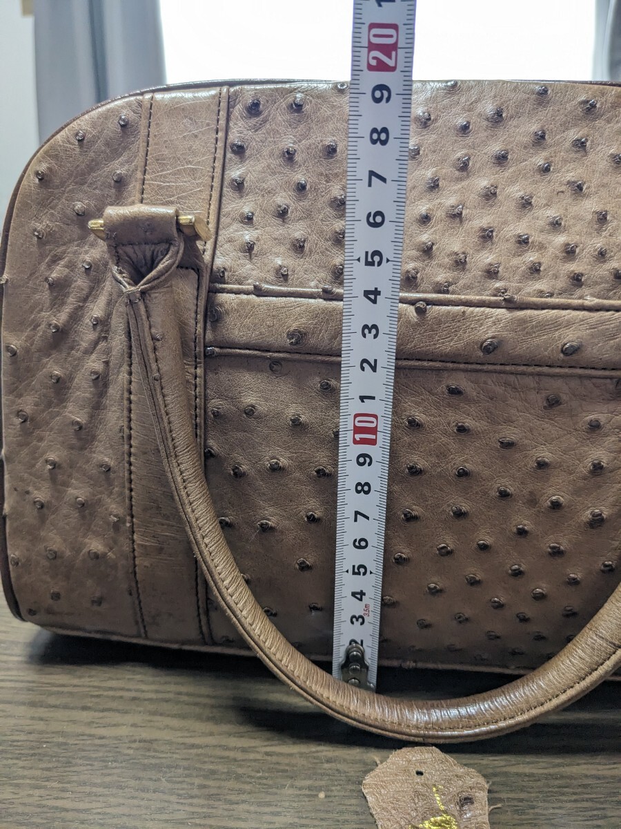 [ прекрасный товар ] Ostrich кожа сумка "Boston bag" Brown 