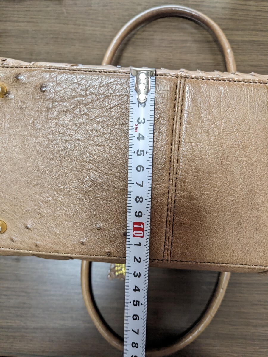 [ прекрасный товар ] Ostrich кожа сумка "Boston bag" Brown 