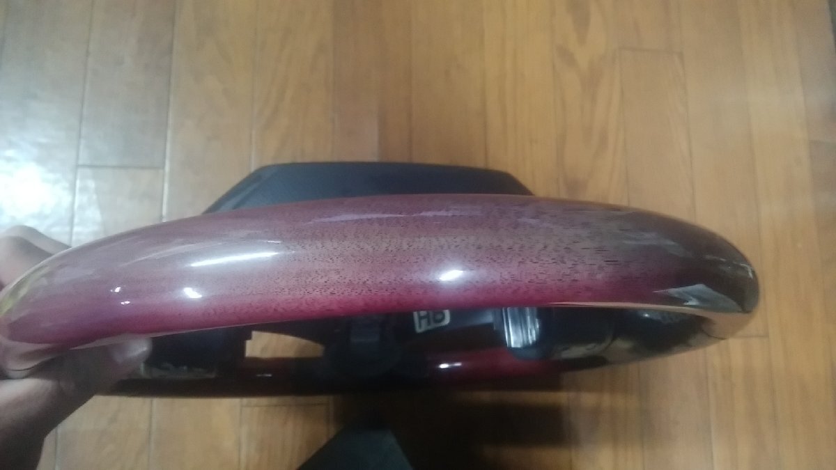 U#183 レクサス GS450h GWS191 2006年 純正ウッドコンビステアリングハンドル 赤茶系_画像2