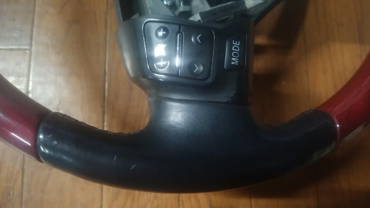 U#183 レクサス GS450h GWS191 2006年 純正ウッドコンビステアリングハンドル 赤茶系_画像4