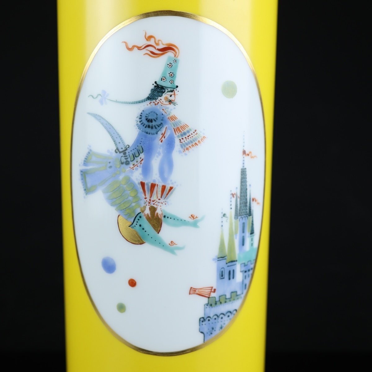 志】K1603 Meissen マイセン 黄釉花瓶 ホラ吹き男爵 共箱 高さ 志】K1603 Meissen マイセン 黄釉花瓶 ホラ吹き男爵 共箱 高さ