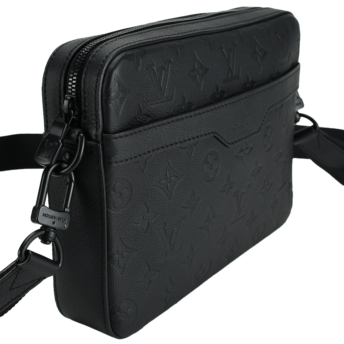 ルイヴィトン LOUIS VUITTON モノグラムシャドウ トリオ メッセンジャー M46602 ブラック 黒 レザー ショルダーバッグ メンズ 新品同様