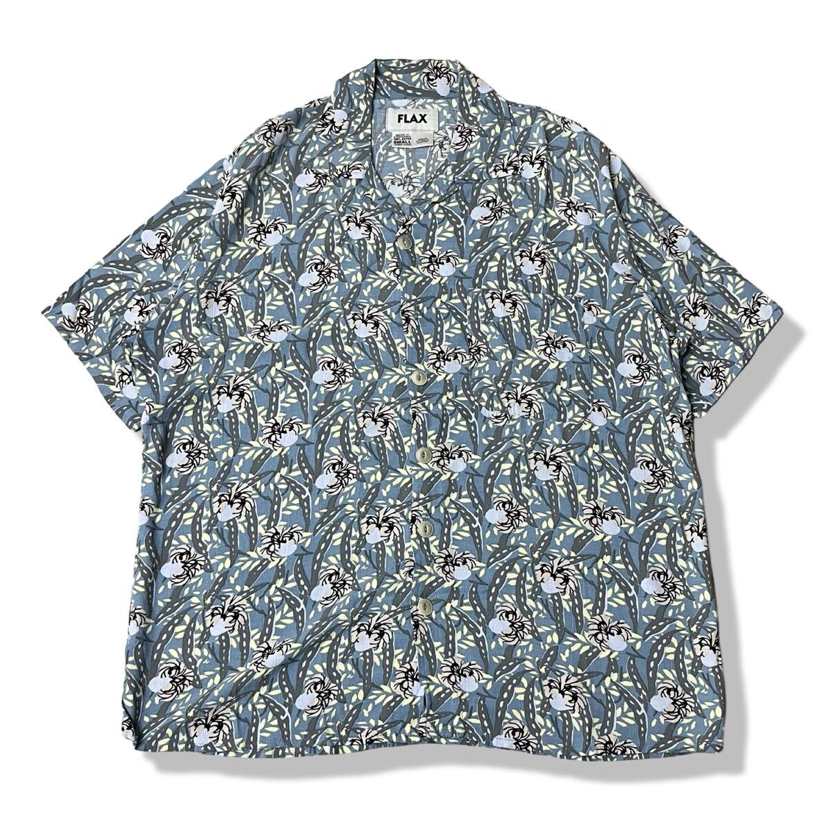 ヴィンテージ】80s〜 FLAX 半袖リネンシャツ リトアニア製 アロハ
