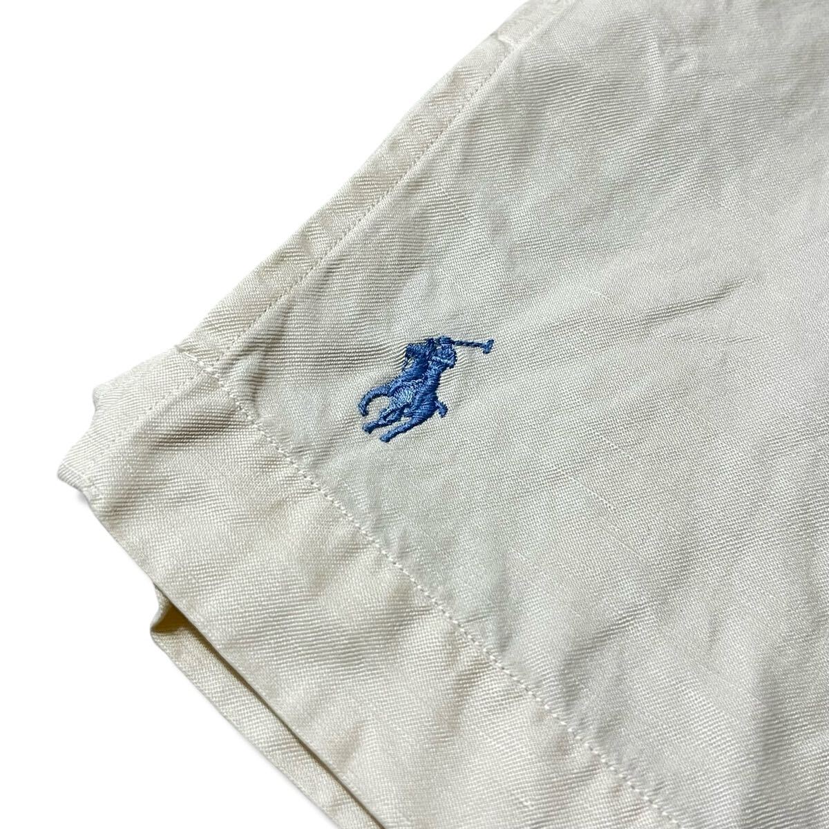 【90s】ポロバイラルフローレン CALDWELL シルク×リネン オープンカラーシャツ ホワイト L 半袖 開襟 rrl ポニー刺繍 ビンテージシャツ