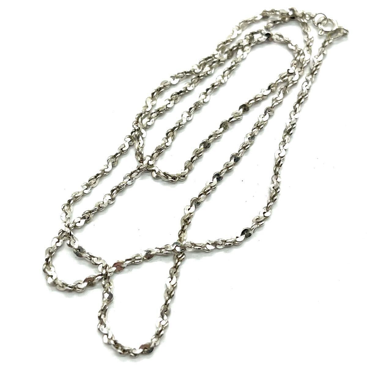 カナダ製 フラットツイスト クラリスチェーンネックレス 410mm 純銀 シルバー925 小豆チェーン アクセサリー AN024